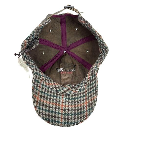 Stetson Wool Blend Houndstooth Plaid Baseball Cap Adjustable Buckle Back OSFM - Picture 6 of 9